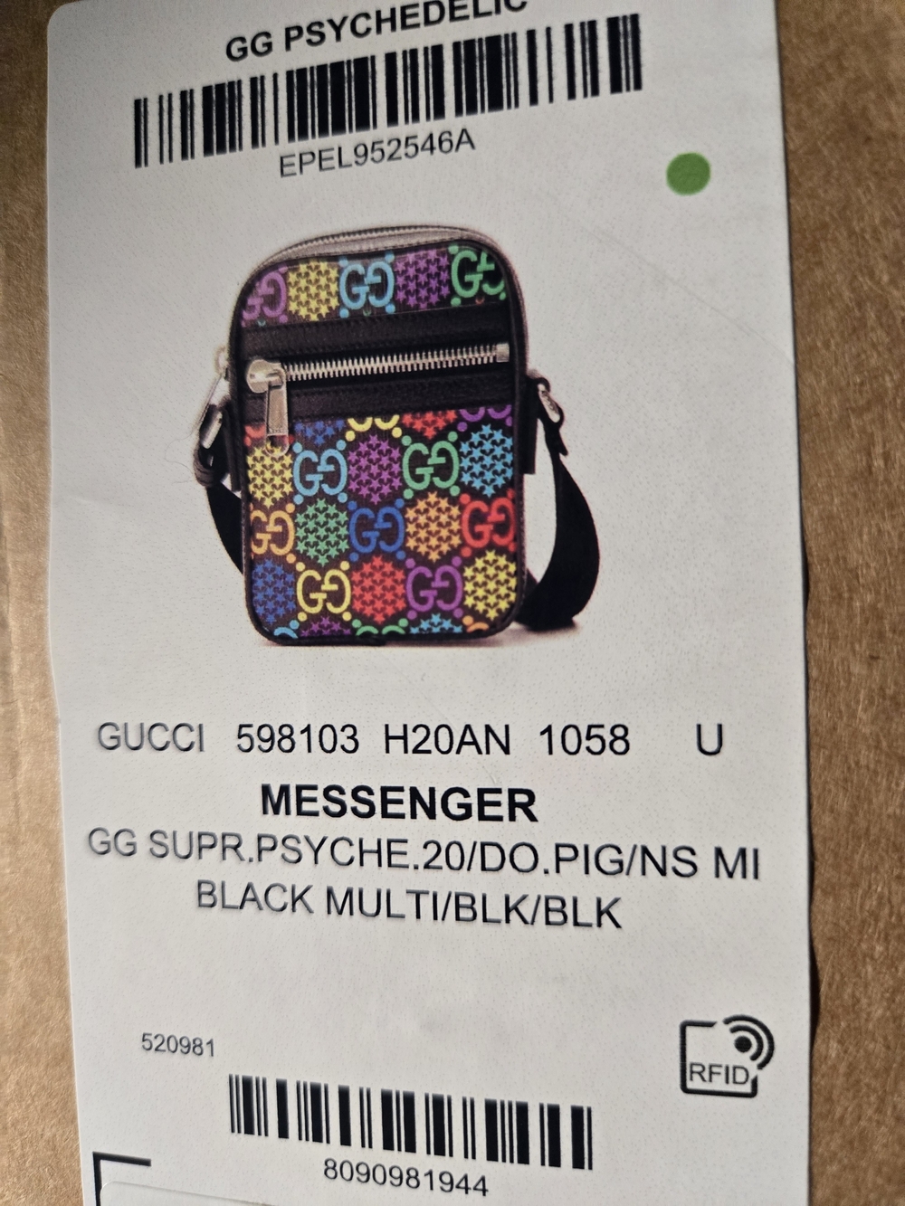 Gucci Multicolor GG Psychedelic Mini Messenger Bag with Black Trim